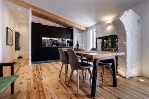 Beautiful interior of airbnb in Evora Portugal with local cork and historic refurbishments.