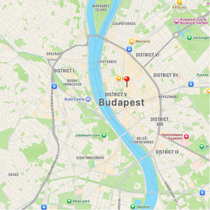 Map of centrally located Airbnb in Budapest during Christmas Market visit, vegan restaurants, and digital nomads