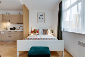 Bed in studio rental in Prague from Airbnb