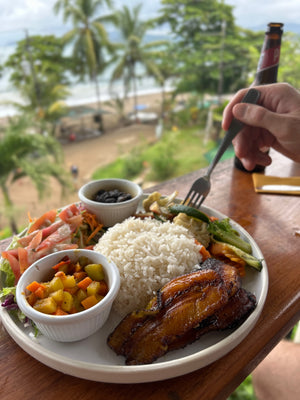 Digital nomads eating vegan plant-based consato in Drake Bay Costa Rica