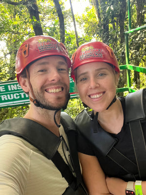 Digital nomads ziplining at 100% Aventura in Monteverde Costa Rica.