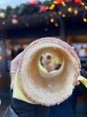 Delicious and fluffy chimney cake in Prague Christmas Market