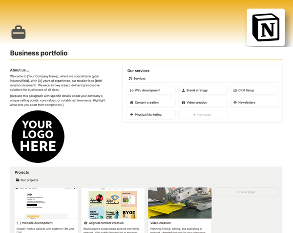 Business Portfolio Notion Template