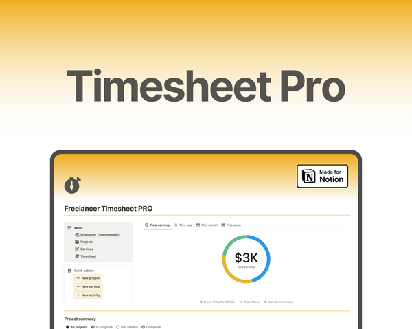 Freelance Timesheet PRO Notion Template