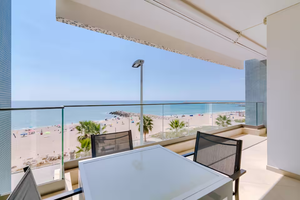 Beautiful view of the sea ocean and beach from Airbnb in Quarteira Portugal