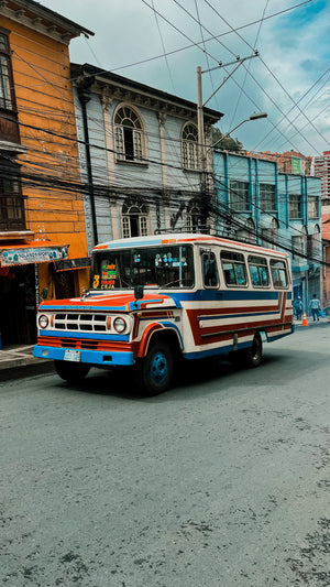 Old style retro bus in La Paz Bolivia