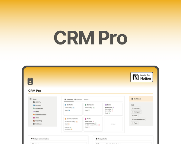 CRM Pro to monitor clients and deals for small businesses and freelancers