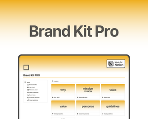 Free Notion Template Easy-to-use and comprehensive Brand Kit template on Notion for freelancers, small businesses, and side-hustles. Add your value proposition, your why, your mission and vision, brand voice, customer personas, and visual brand guidelines.