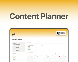 Free Notion Template  Easy-to-use and comprehensive Content Planner template on Notion for freelancers, small businesses, and side-hustles. Organize all social media content for instagram, tiktok, facebook, linkedin, Youtube, etc. across multiple accounts.
