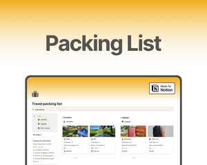 Free Notion Template Easy-to-use and comprehensive packing list template on Notion for Digital nomads, travellers, and adventure seekers.