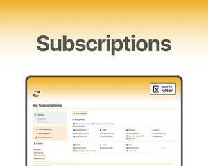Free Notion Template Easy-to-use tracker of your subscriptions so that you can monitor monthly spending and not overpay for the services you're getting. 