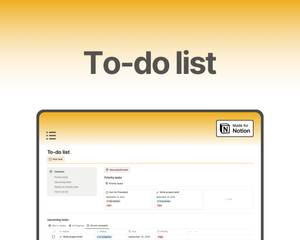 Free Notion Template Easy-to-use and comprehensive To-do list template on Notion for freelancers, small businesses, and side-hustles.