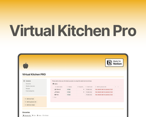 Free Notion Template Easy-to-use and comprehensive Virtual Kitchen, recipe, and grocery list planner on Notion.