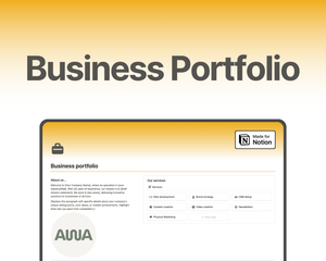 Free Notion Template Easy-to-use and comprehensive Business Portfolio template on Notion for freelancers, small businesses, and side-hustles. Add your key services and highlighted projects, website links, bio, and contact form to increase engagement with your customer base.