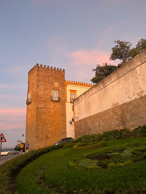 Medieval wall surrounding historic and UNESCO town of Evora Portugal