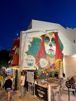 Vibrant and creative street art on building in Lagos Portugal