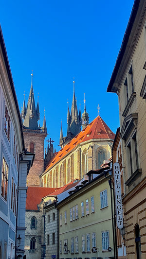 Beautiful view of Prague Old Town Square monuments with nice architecture